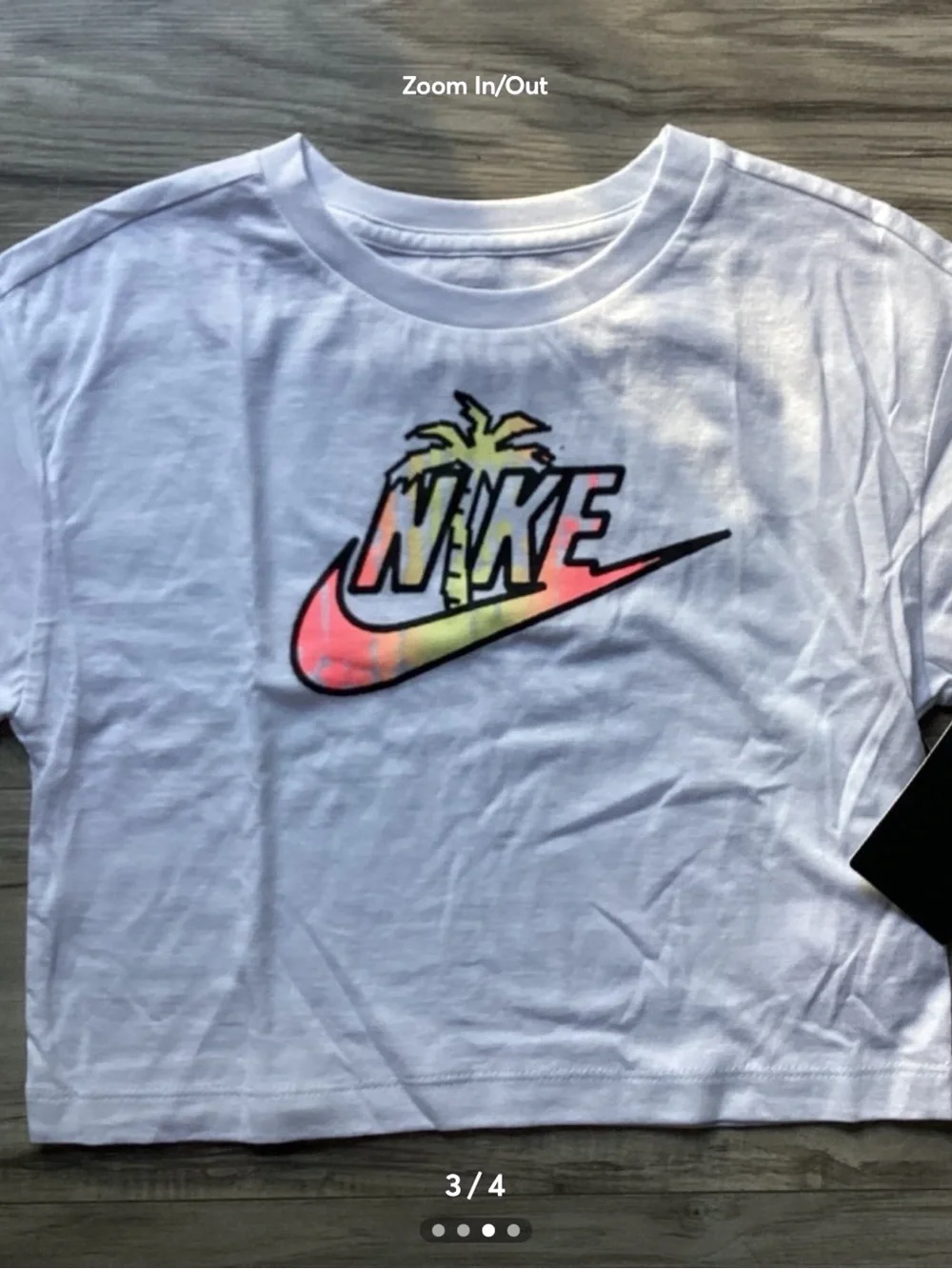 Nike Girls Crop Tee & Gradient Bike Shorts - White, Pink, Orange, Yellow